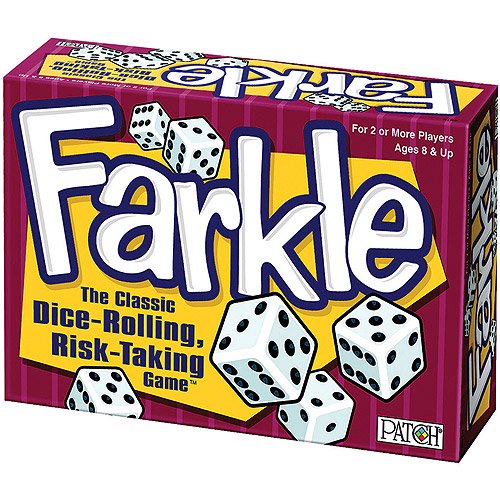 Image shows farkle game box.